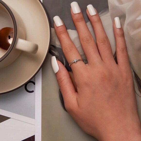 NWT Dainty Star Ring S925 Sterling Silver Pearl Purple Zircon Sz. 7 - Picture 5 of 11